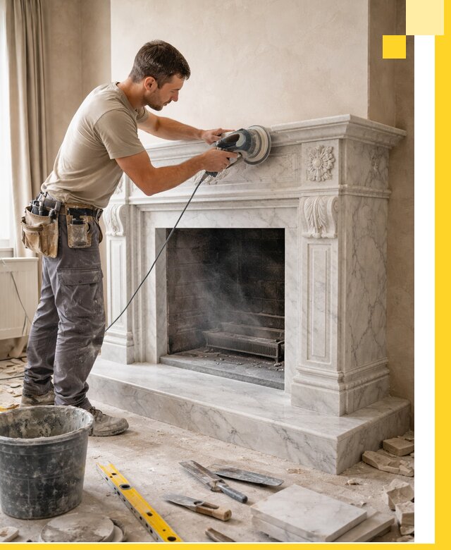 Изготовление и установка мраморных каминов в Златоусте под ключ