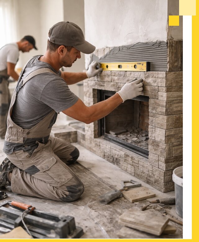 Облицовка каминов в Златоусте, монтаж и отделка натуральным камнем