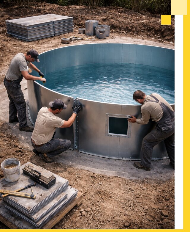 Круглые бассейны под ключ в Златоусте проектирование и монтаж