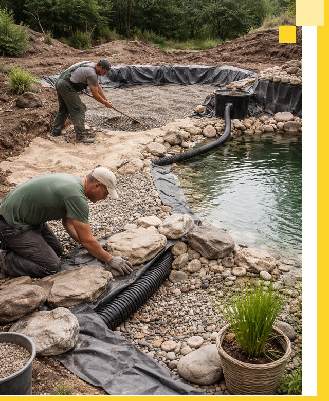 Строительство природных бассейнов и озер в Златоусте под ключ