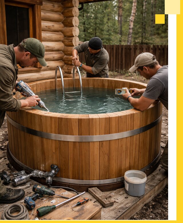 Строительство бань с купелью под ключ и отделкой в Златоусте