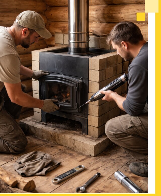 Монтаж и установка печи в бане под ключ с гарантией в Златоусте