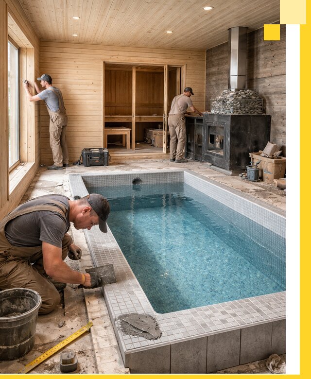 Проект бани с бассейном и сауной в Златоусте под ключ