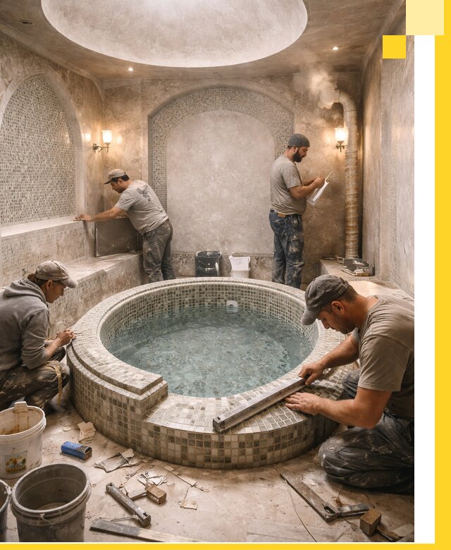 Профессиональное строительство хамама с бассейном в Златоусте под ключ
