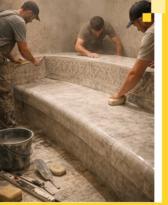 Изготовление и установка сидений для хамама в Златоусте