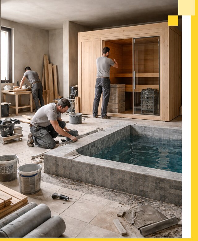 SPA зоны под ключ с бассейном сауной и печью в Златоусте